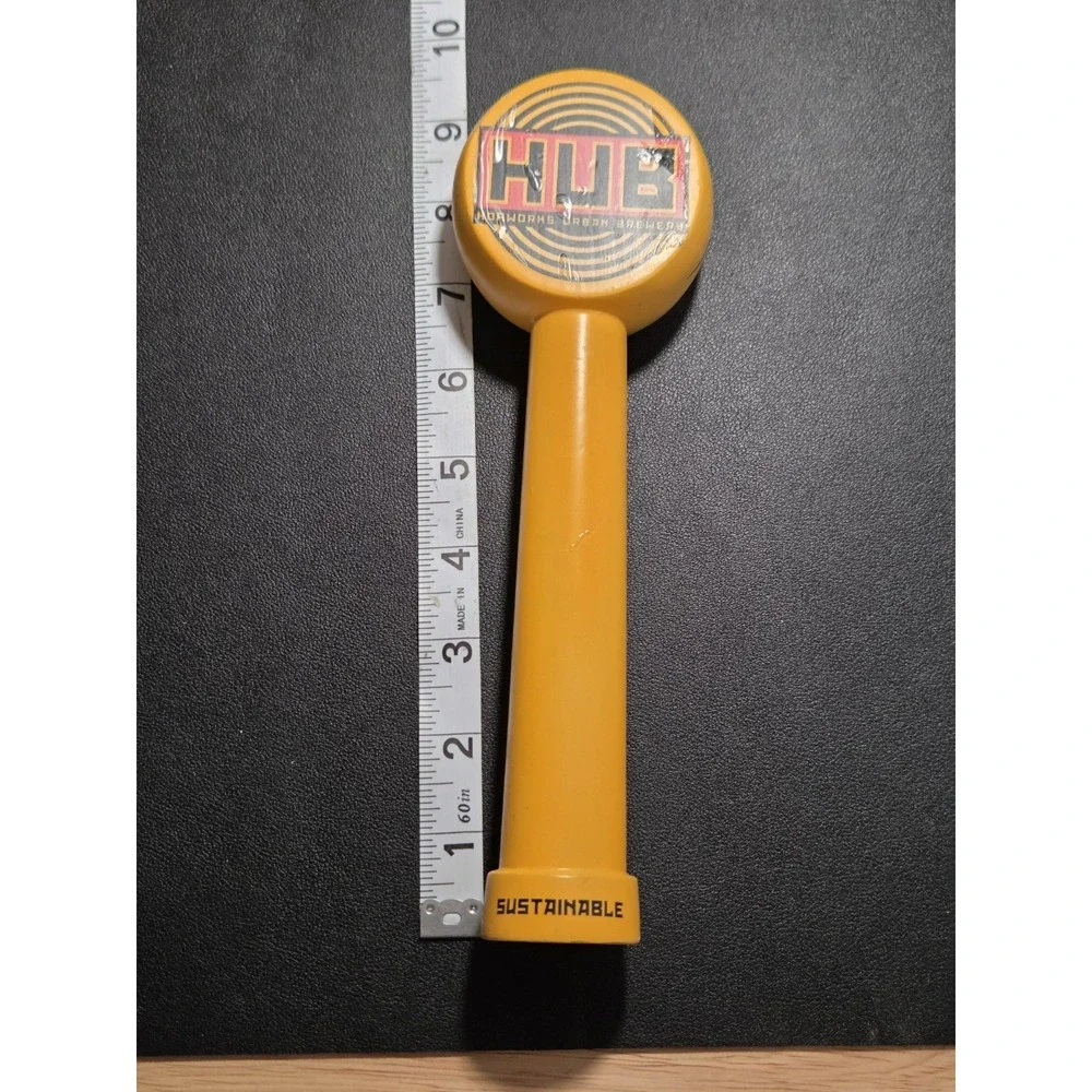 HUB Hopworks Urban Brewery IPA Beer Tap Handle Yellow Sustainable Portland OR